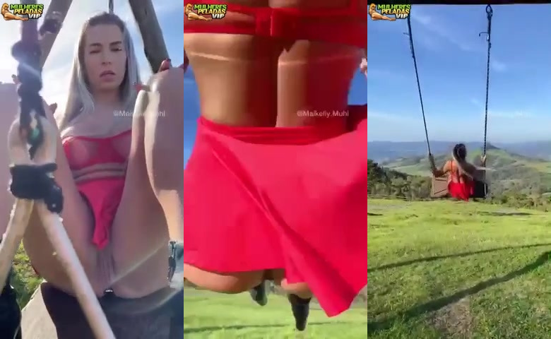 Maikelly Muhl no balanço com plug anal