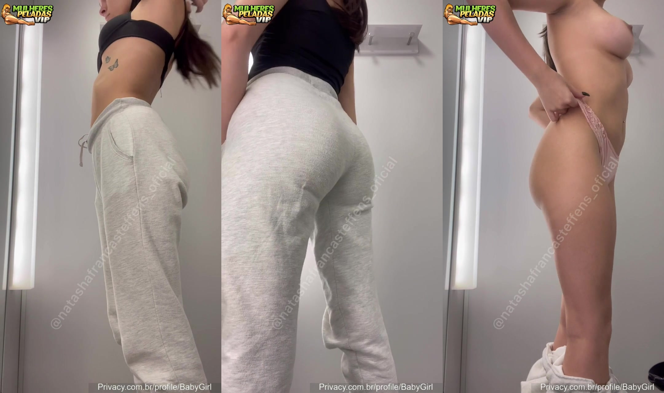 Natasha Steffens peladinha no trocador