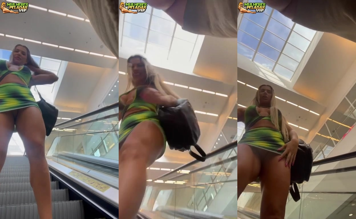 Maikelly Muhl sem calcinha no shopping