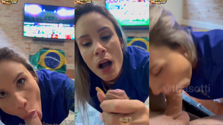 Tuani Basotti mamando durante o jogo do Brasil...