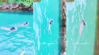 Mayra Cardi nadando pelada com amigas