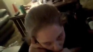 Blowjob cum inside mouth in phone