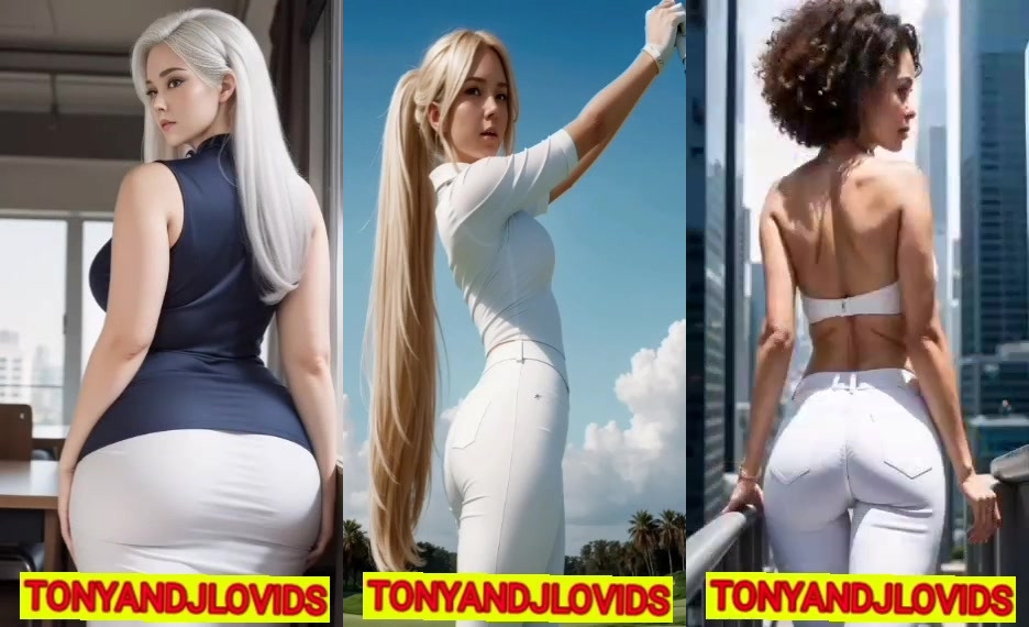 collection of the hottest asses in the world of white pants glued