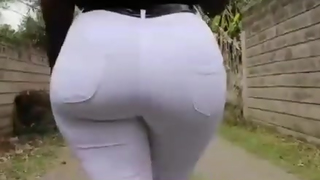 Big butt white pants