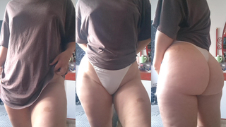 Adoro ficar de preguiça só de camisetão e calcinha em casa. Será que meu marido