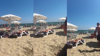 Puta gostosa peituda na praia