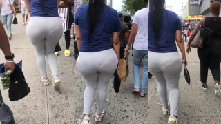 Olha só como as nádegas dela balançam na calça!