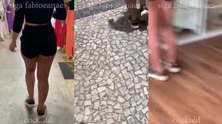 Esposa com shortinho socado passeando na cidade