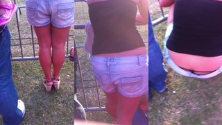 MILF showing black g string